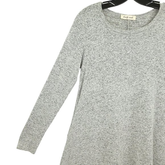 Lovely Souls Gray Knit Tunic Top Womens Size S Round Neck Long Sleeve Pockets - Picture 5 of 11